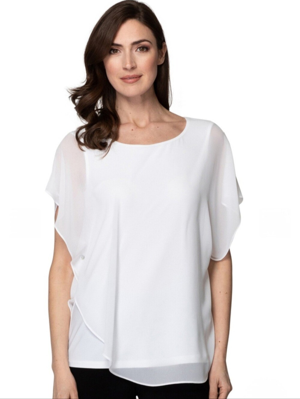 Joseph Ribkoff White Silky Chiffon Kimono Style Sleeves Top 4